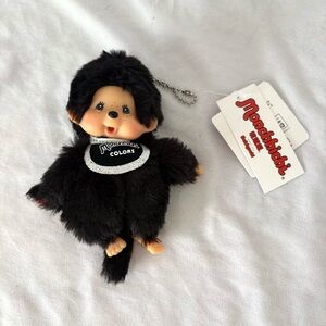 Monchhichi colors black plush keychain Japan new with tags NWT purse charm toy